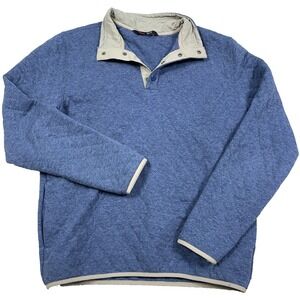 Stoic‎ Sweater Men Medium Blue Tan Quilted Pullover Snap T Sweatshirt Adult